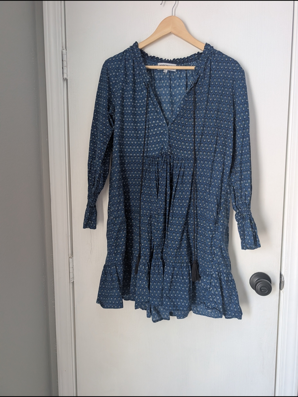 Modern Soul Indigo Printed Tunic with Tassel Tie